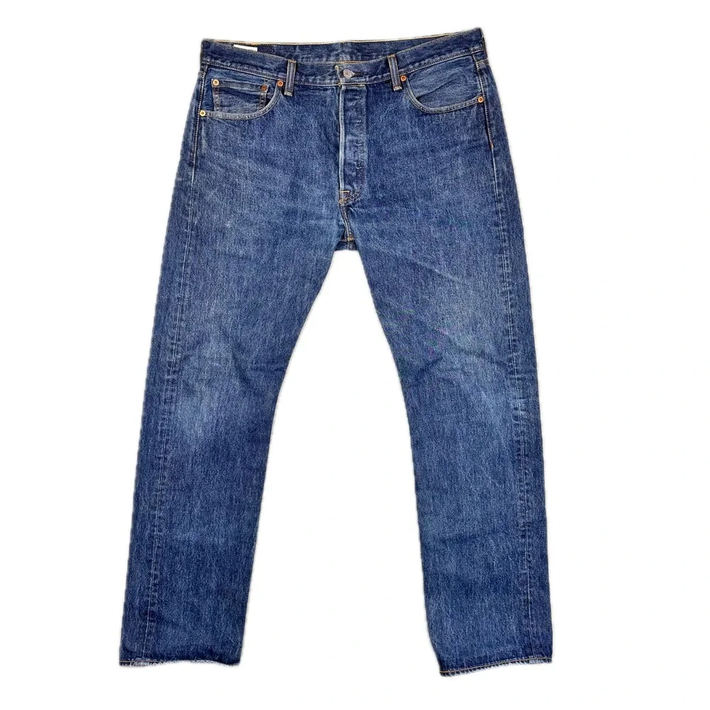 Levis‎ 501 Original Fit Mens Blue Denim Straight Leg Button Fly Jeans 36x34